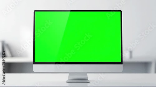 Wallpaper Mural Digital Workspace Placeholder with computer desktop mock up green screen white background in office zoom shoulder view distortion, overlay, glitch, static noise, scan lines on black background, 4k Torontodigital.ca