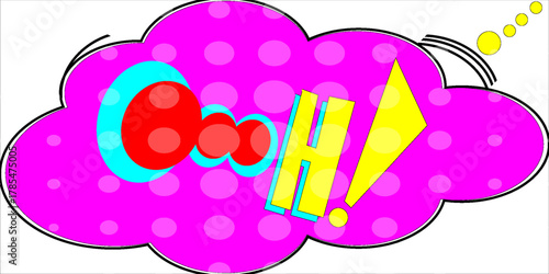 pink speech bubble with the interjection ooh, conveying astonishment and wonderment, is set against a vibrant halftone dotted backdrop