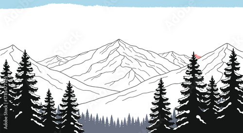 Winter landscape snow mountains trees forest nature sunrise sunset sky scenic view