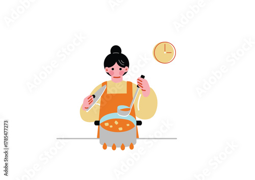 料理をする女性