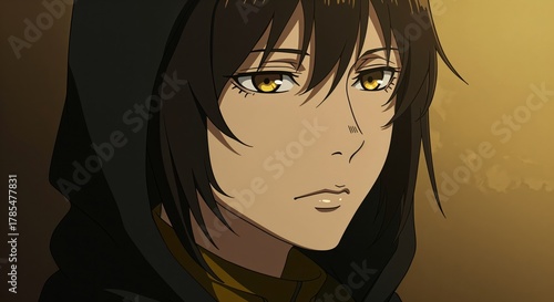 Melancholy in Solitude: A solitary figure, shrouded in a dark hood, gazes pensively. The image captures a sense of introspective contemplation.