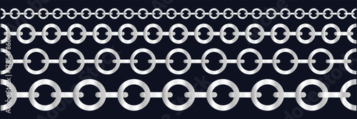 Seamless silver chain. Metal Chain Line Collection. Realistic seamless silver metal chain links. Vector illustrator
