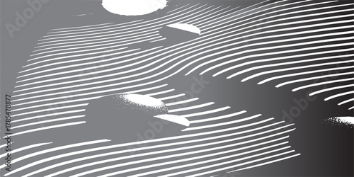 Amazing liquify lines effect on black and white, vector illustration.