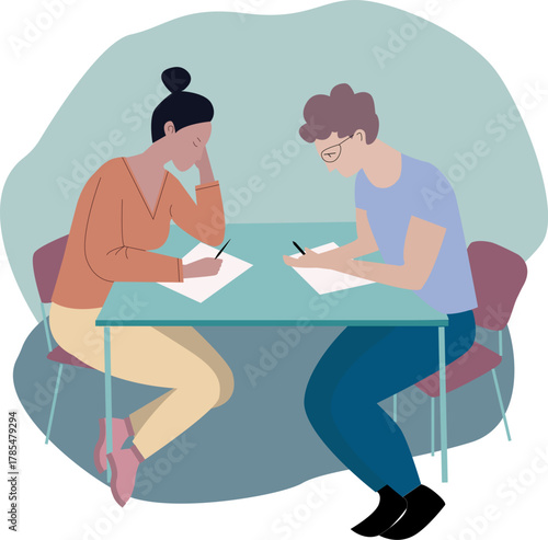 Students sitting at table