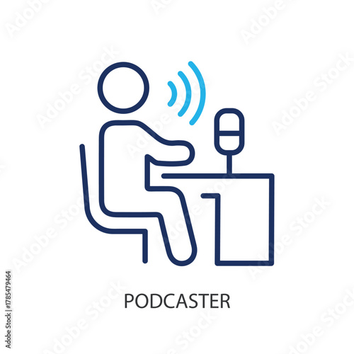 Podcaster thin line icons. Original vector illustration.