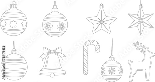 Christmas ornaments holiday decorations baubles stars bell candy cane reindeer