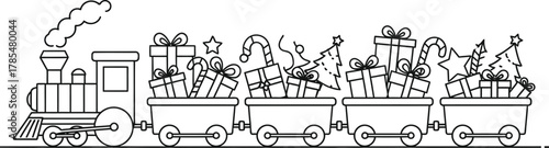 Christmas train gifts presents holiday celebration festive season winter joy