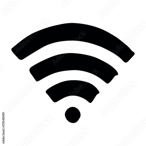 Hand drawn free wifi spot zone sign Public wi-fi area sign Wireless internet clipart in doodle style Single element for print, web, design, decor 3G, 4G, 5G, 6G, IoT