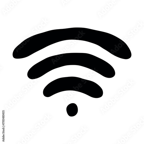 Hand drawn free wifi spot zone sign Public wi-fi area sign Wireless internet clipart in doodle style Single element for print, web, design, decor 3G, 4G, 5G, 6G, IoT
