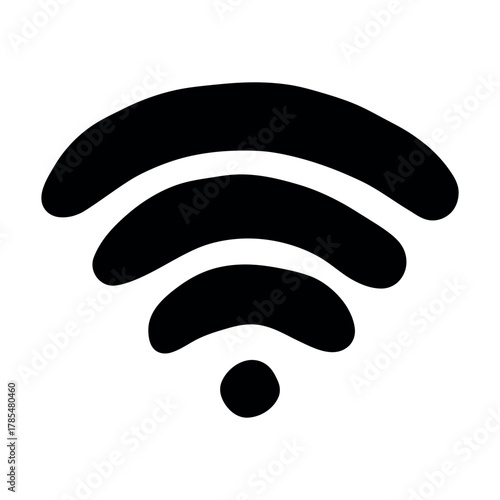 Hand drawn free wifi spot zone sign Public wi-fi area sign Wireless internet clipart in doodle style Single element for print, web, design, decor 3G, 4G, 5G, 6G, IoT