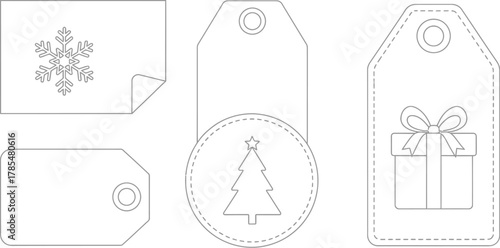 Christmas tags labels gift present holiday winter snowflake tree design blank sale