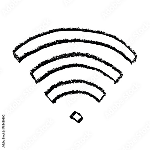 Hand drawn free wifi spot zone sign Public wi-fi area sign Wireless internet clipart in doodle style Single element for print, web, design, decor 3G, 4G, 5G, 6G, IoT