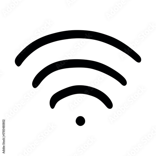 Hand drawn free wifi spot zone sign Public wi-fi area sign Wireless internet clipart in doodle style Single element for print, web, design, decor 3G, 4G, 5G, 6G, IoT
