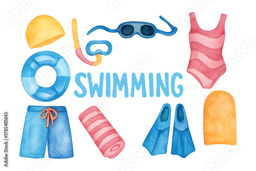 watercolor swimming equipment collections