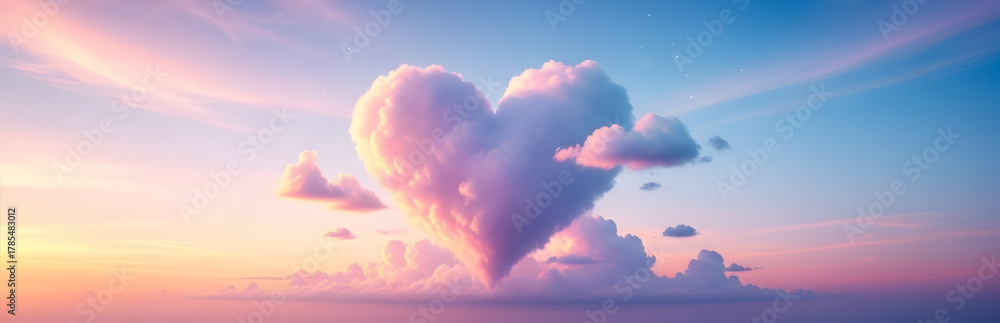 Fototapeta premium Dreamy Heart Cloudscape: A serene sky filled with love, peace and inspiration