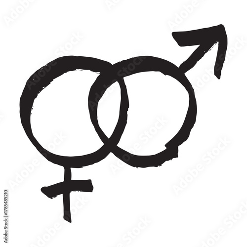 Hand drawn heterosexual gender identity sign Symbol used to represent sex and gender