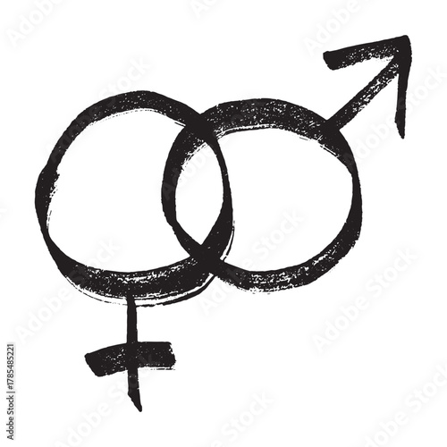 Hand drawn heterosexual gender identity sign Symbol used to represent sex and gender