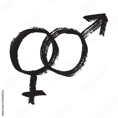 Hand drawn heterosexual gender identity sign Symbol used to represent sex and gender