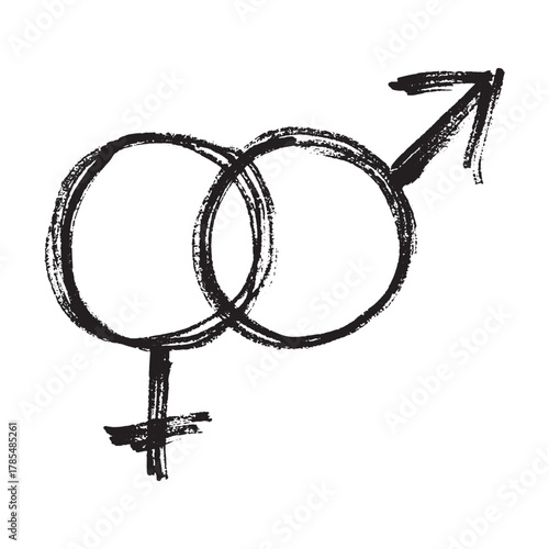 Hand drawn heterosexual gender identity sign Symbol used to represent sex and gender