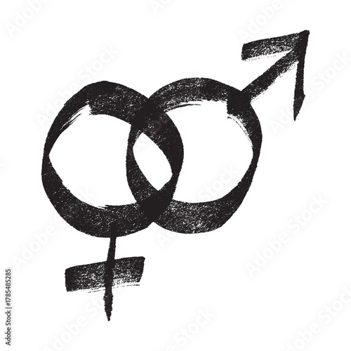 Hand drawn heterosexual gender identity sign Symbol used to represent sex and gender