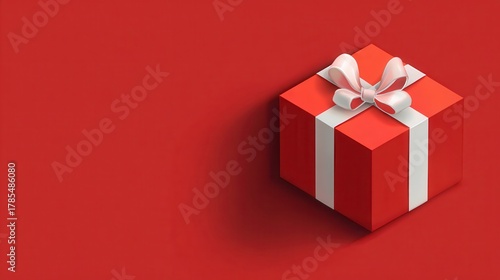 Wallpaper Mural Red Gift Box with White Ribbon on Red Background Torontodigital.ca
