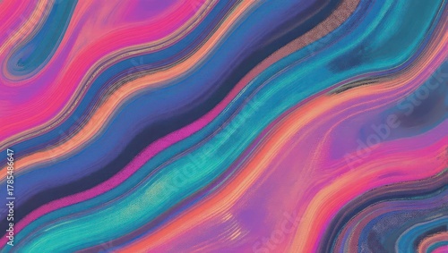 Abstract Fluid Art with Vibrant Pink, Blue, and Teal Swirls.