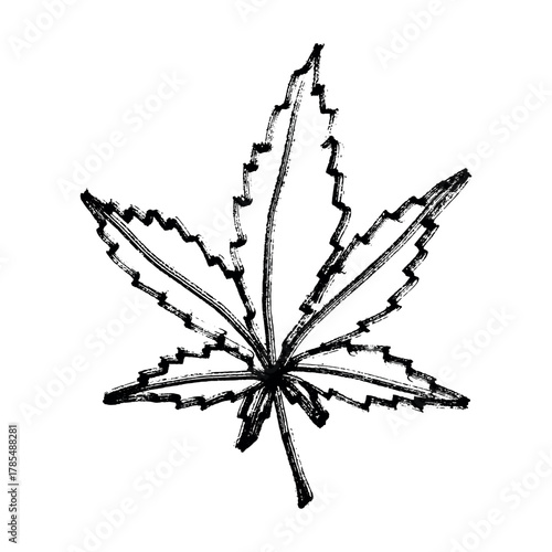Hand drawn cannabis leaf Medicine marijuana Hemp leaves clipart in doodle style Single element for print, web, design, decor