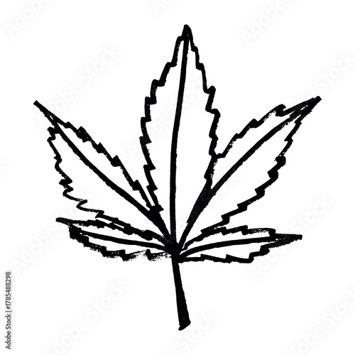 Hand drawn cannabis leaf Medicine marijuana Hemp leaves clipart in doodle style Single element for print, web, design, decor