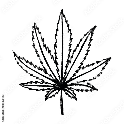 Hand drawn cannabis leaf Medicine marijuana Hemp leaves clipart in doodle style Single element for print, web, design, decor