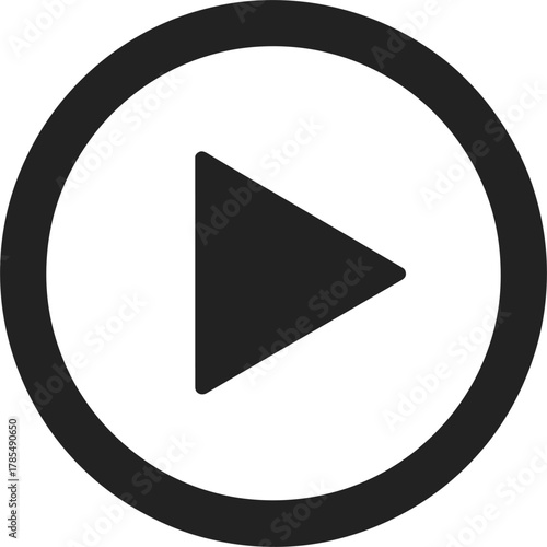 Black Play Button Icon Inside Circle symbol video