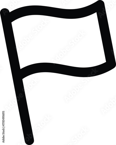 Black outline of a simple flag on white background banner symbol