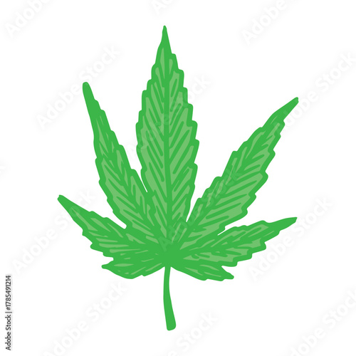 Hand drawn cannabis leaf Medicine marijuana Hemp leaves clipart in doodle style Single element for print, web, design, decor