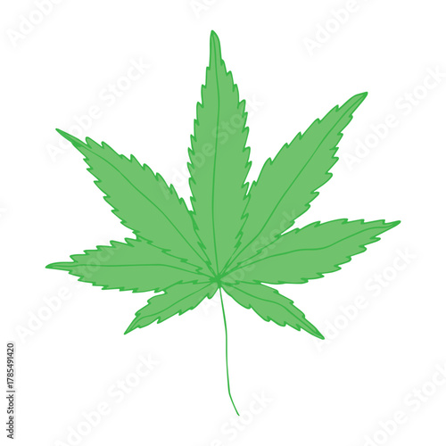 Hand drawn cannabis leaf Medicine marijuana Hemp leaves clipart in doodle style Single element for print, web, design, decor