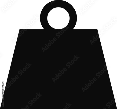 Black silhouette of a weight with a ring handle on a white background object symbol