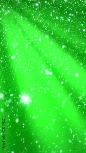 Green Screen snow falling on background scene 3 with distortion, overlay, glitch, static noise, scan lines black background, 4k animated video loop