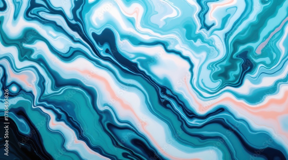 Obraz premium Abstract fluid marble texture background in shades of blue and white
