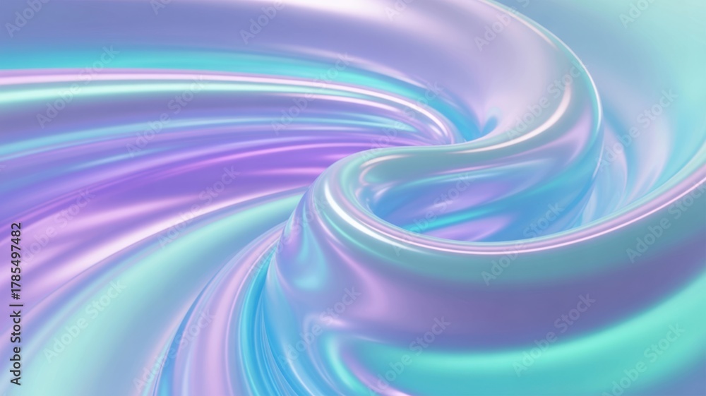 Fototapeta premium Holographic iridescent swirl of flowing liquid blue and purple