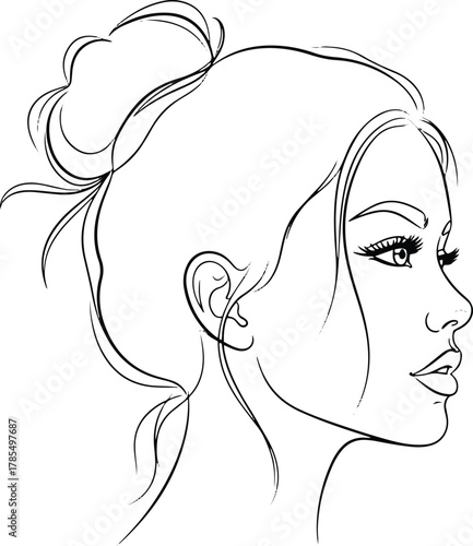 Stylized female face illustration with vibrant color accents and clean lines suitable for graphic design projects