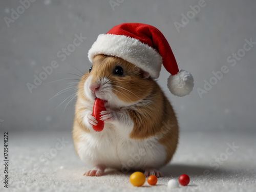 Little Santa Hamster. Generative Ai