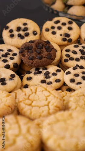 Baking delicious cookies with chocolate chips and more