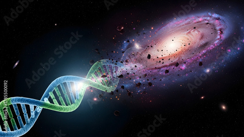 DNA Helix Galaxy Spiral – 4K Science Illustration Background
