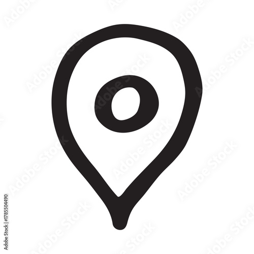 Hand drawn map pin Map marker pointer sign GPS and mapping tools Location pin symbol Pinpoint clipart in doodle style Single element for web, design