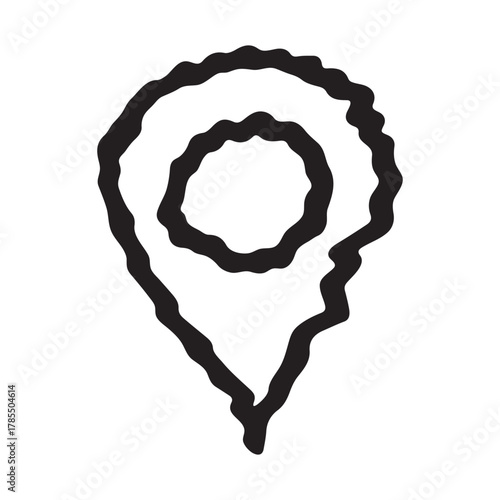 Hand drawn map pin Map marker pointer sign GPS and mapping tools Location pin symbol Pinpoint clipart in doodle style Single element for web, design