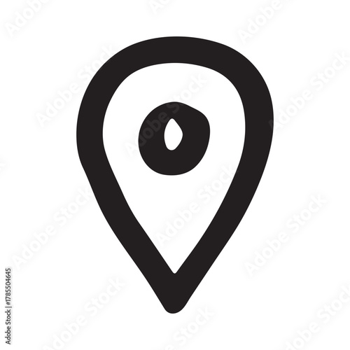 Hand drawn map pin Map marker pointer sign GPS and mapping tools Location pin symbol Pinpoint clipart in doodle style Single element for web, design