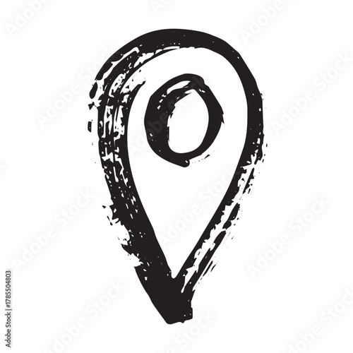 Hand drawn map pin Map marker pointer sign GPS and mapping tools Location pin symbol Pinpoint clipart in doodle style Single element for web, design