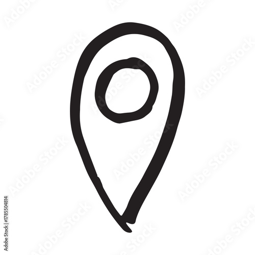Hand drawn map pin Map marker pointer sign GPS and mapping tools Location pin symbol Pinpoint clipart in doodle style Single element for web, design