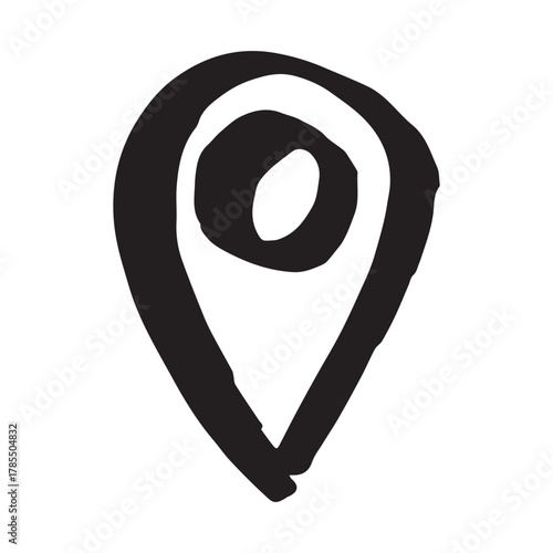Hand drawn map pin Map marker pointer sign GPS and mapping tools Location pin symbol Pinpoint clipart in doodle style Single element for web, design