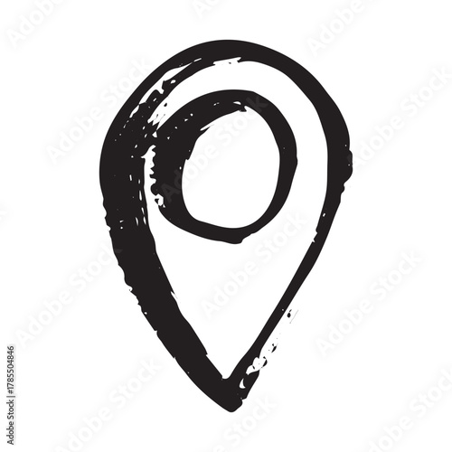 Hand drawn map pin Map marker pointer sign GPS and mapping tools Location pin symbol Pinpoint clipart in doodle style Single element for web, design