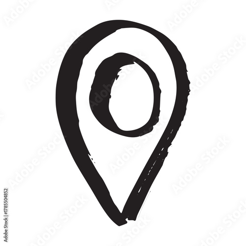 Hand drawn map pin Map marker pointer sign GPS and mapping tools Location pin symbol Pinpoint clipart in doodle style Single element for web, design