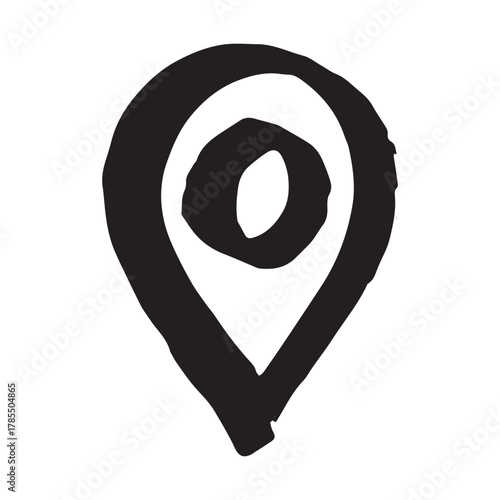 Hand drawn map pin Map marker pointer sign GPS and mapping tools Location pin symbol Pinpoint clipart in doodle style Single element for web, design